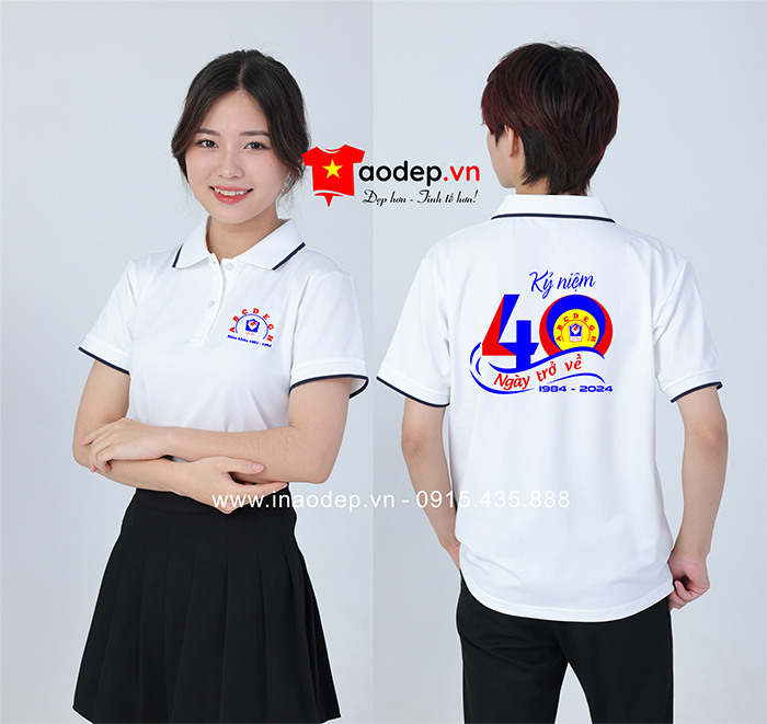 May áo phông màu trắng Trường THPT Giao Thủy niên khóa 1981-1984 - mẫu 2