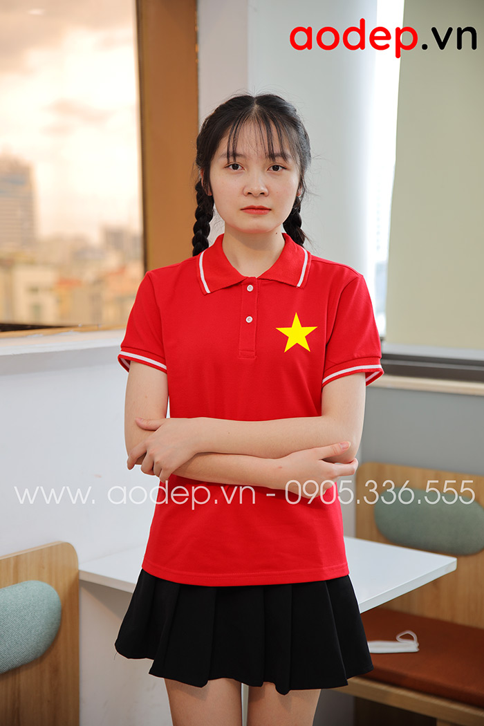 May áo polo cờ đỏ sao vàng đẹp