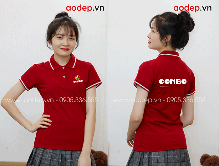 May áo polo màu đỏ Công ty Combo