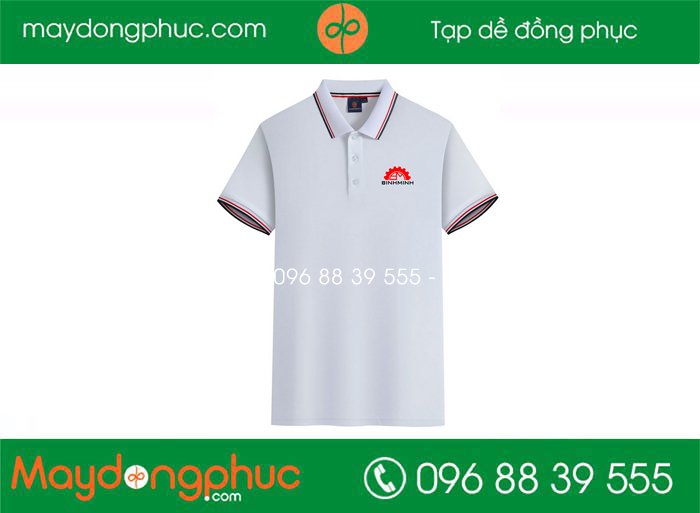 May áo polo màu trắng Công ty Bình Minh