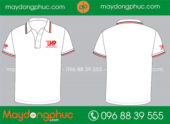 May áo polo màu trắng Công ty Tân Hưng Phát