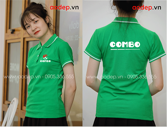 May áo polo màu xanh lá Công ty Combo