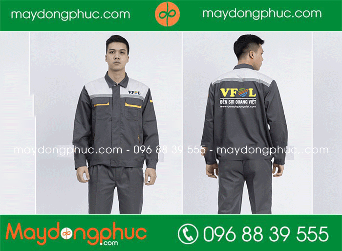 May đồng phục bảo hộ Công ty Đèn sợi Quang Việt