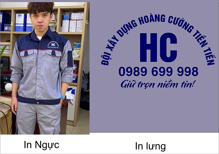 May đồng phục bảo hộ Đội xây dựng Hoàng Cường Tiền Tiến
