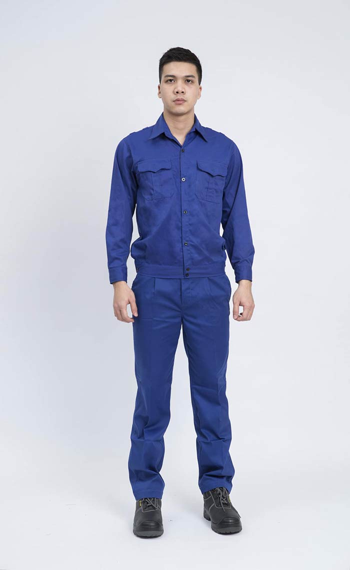 May đồng phục bảo hộ màu xanh dương