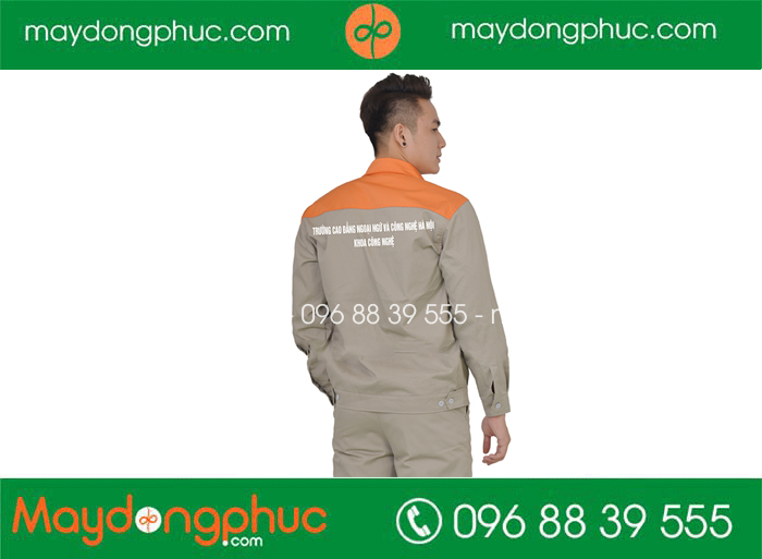 May đồng phục bảo hộ Khoa công nghệ Trường Cao Đẳng ngoại ngữ và công nghệ Hà Nội