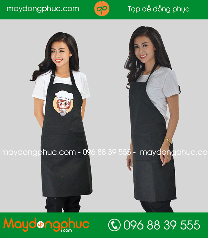 May tạp dề dáng dài màu đen
