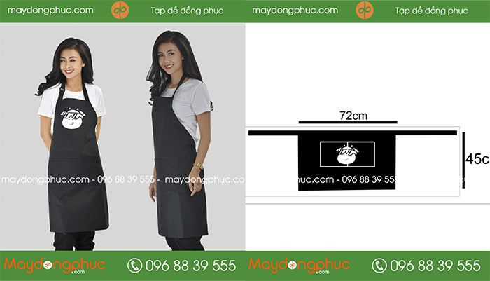 May tạp dề đồng phục màu đen