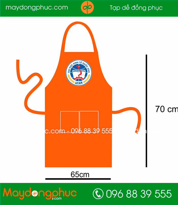 May tạp dề màu cam Trường Đại học kinh tế Quốc dân