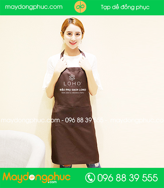 May tạp dề màu nâu Quán Đậu phụ sạch Loho