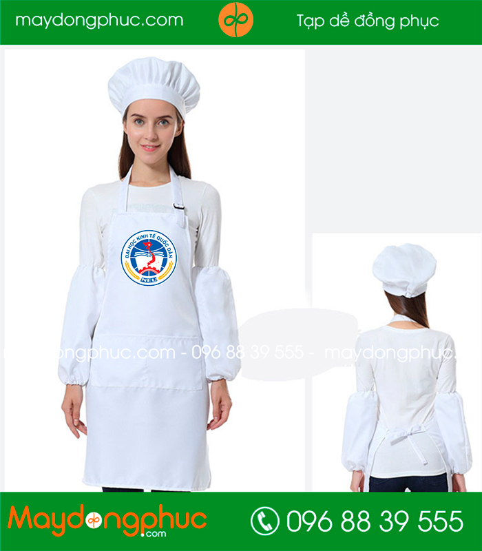 May tạp dề màu trắng Trường Đại học kinh tế Quốc dân