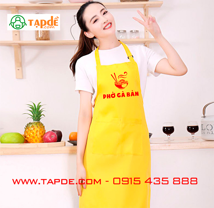 May tạp dề màu vàng Quán Phở gà bán