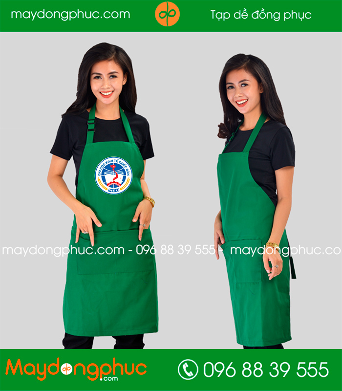 May tạp dề màu xanh lá cây Trường đại học Kinh tế quốc dân