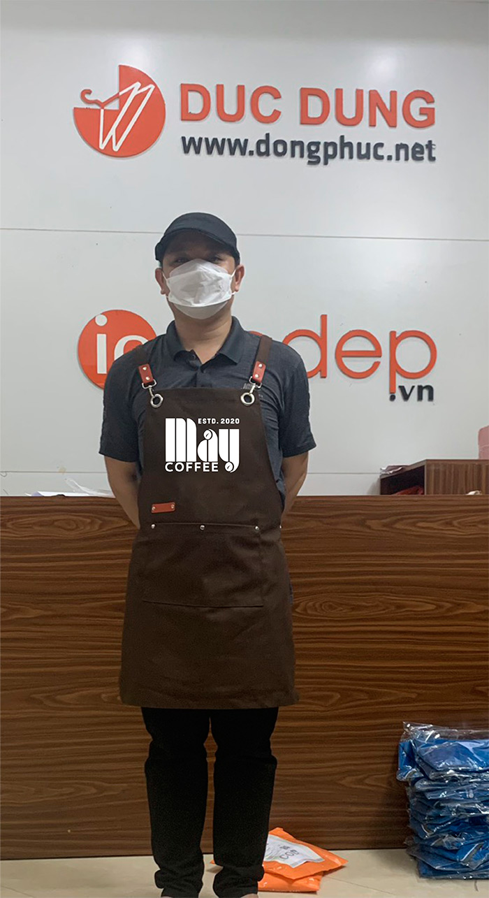 May tạp dề Quán May Coffee ESTD 2020