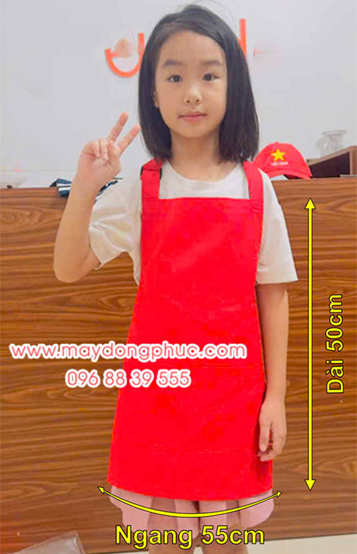 Tạp dề trẻ em màu đỏ - mẫu 3