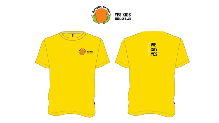 May áo cổ tròn màu vàng CLB English Yes Kids