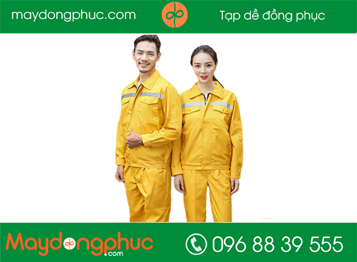 May đồng phục bảo hộ màu vàng