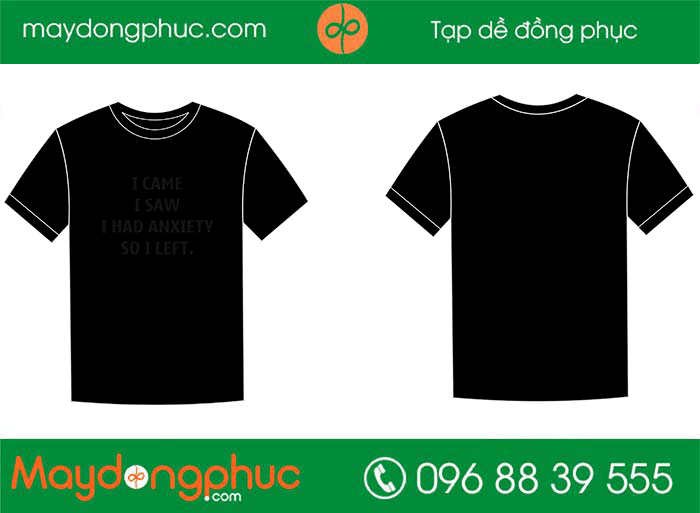 May áo phông cổ tròn đồng phục màu đen