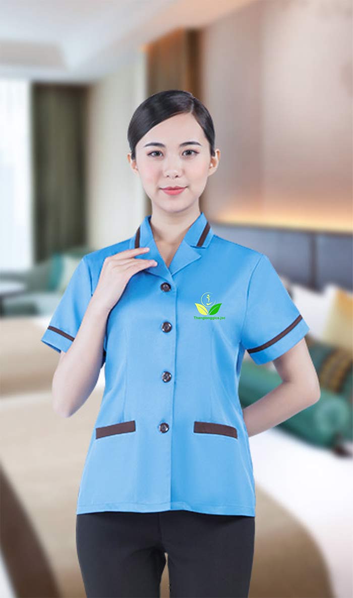 May đồng phục vệ sinh ngắn tay công ty Thăng Long