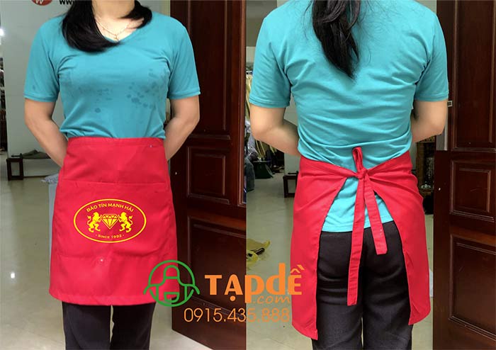 May tạp dề cửa hàng Bảo Tín Mạnh Hải