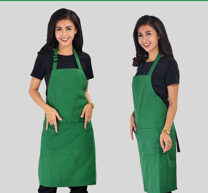 May tạp dề đồng phục màu xanh lá