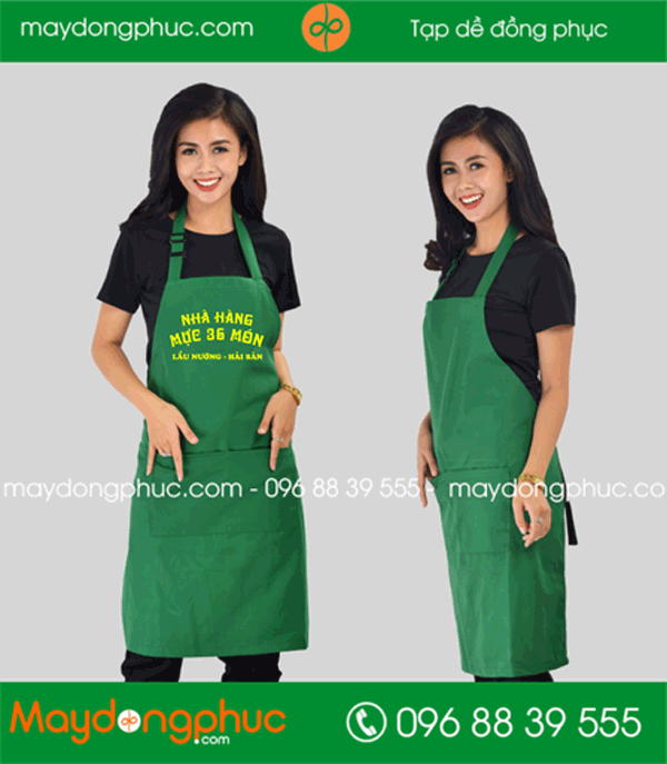May tạp dề nhà hàng mực 7 món