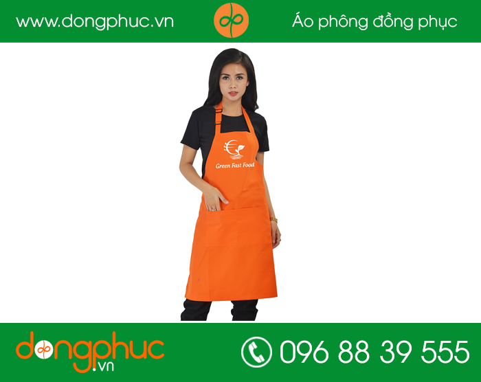May tạp dề quán Green Fast Food