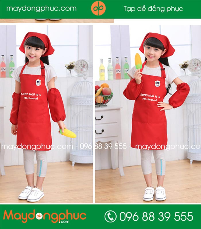 May tạp dề trẻ em trường song ngữ 19-5 Montessori - mẫu 2