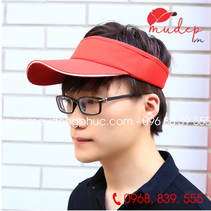 Mũ lưỡi trai nửa đầu màu đỏ - mẫu 2