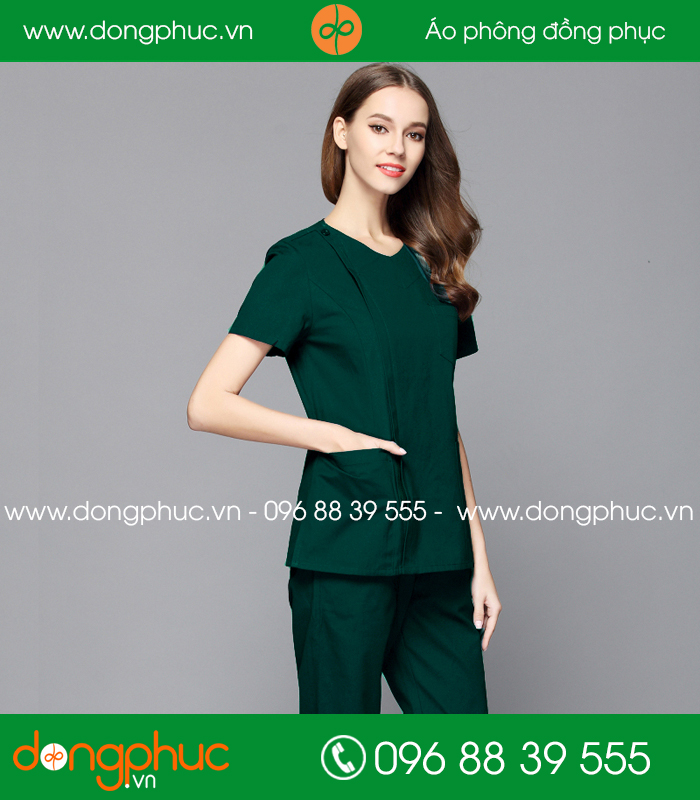 Quần áo đồng phục phòng mổ màu xanh rêu