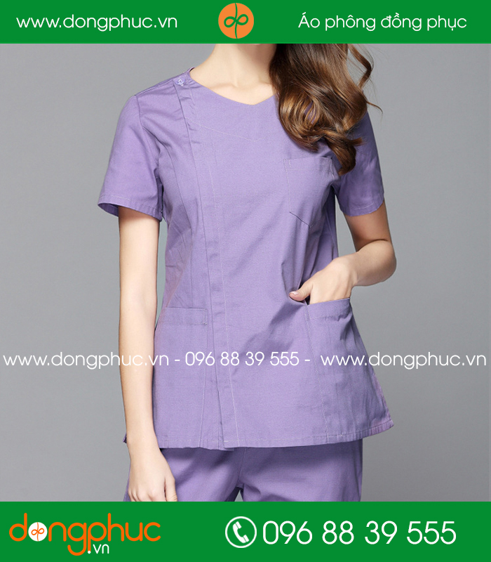 Quần áo đồng phục phòng mổ màu tím cà