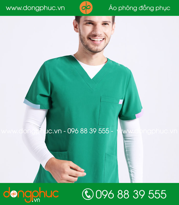 Quần áo đồng phục phòng mổ màu xanh đậm - mẫu 2