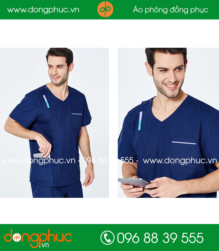 Quần áo đồng phục phòng mổ màu tím than - mẫu 2
