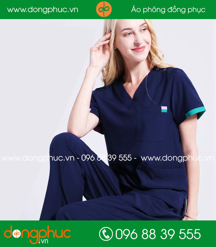 Quần áo đồng phục phòng mổ màu tím than - mẫu 2