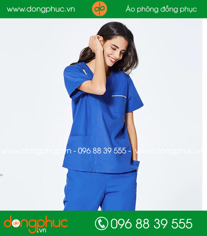 Quần áo đồng phục phòng mổ màu xanh bích - mẫu 3