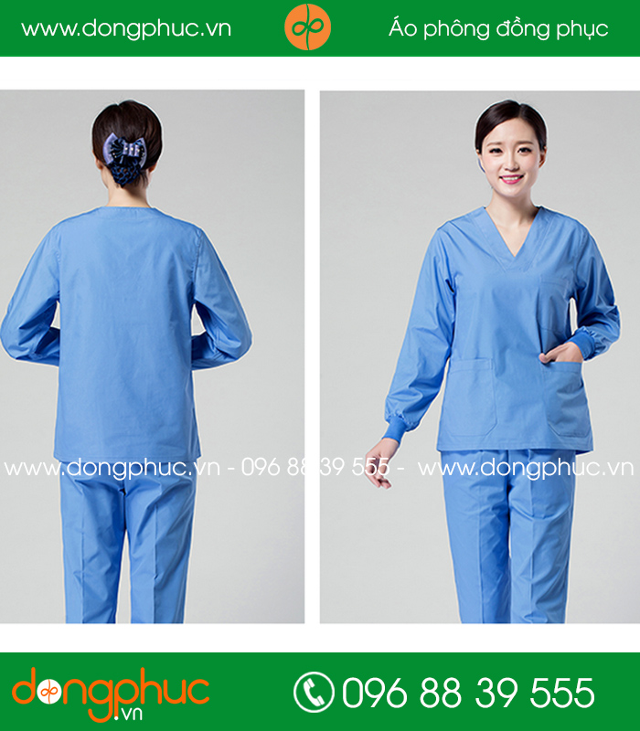 Quần áo đồng phục y tá màu xanh YA - mẫu 2