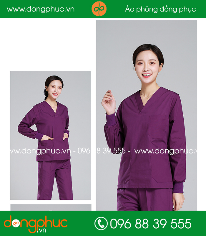 Quần áo đồng phục y tá màu tím