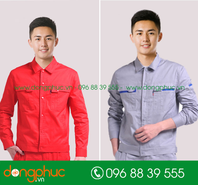 Mẫu áo đồng phục kỹ sư – công nhân màu đỏ