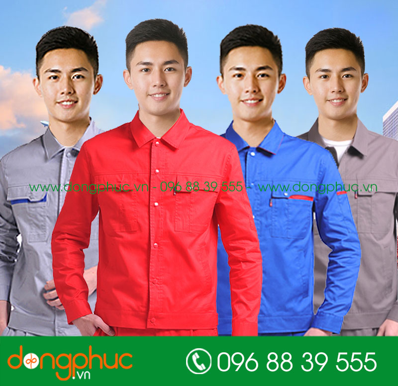 Mẫu áo đồng phục kỹ sư – công nhân màu đỏ - mẫu 2