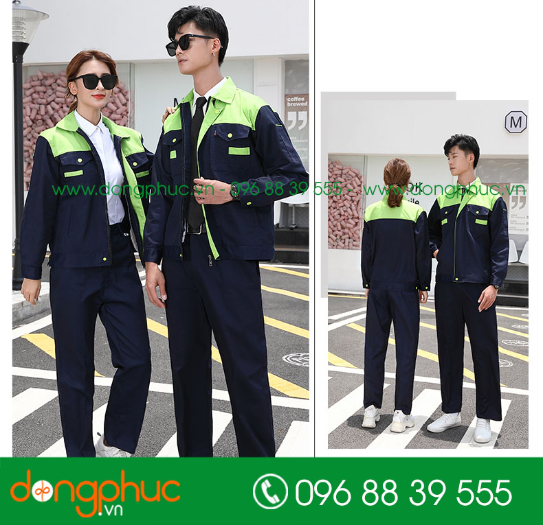 Mẫu áo đồng phục kỹ sư – công nhân màu ghi phối cam - mẫu 2