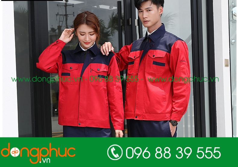 Mẫu áo đồng phục kỹ sư – công nhân màu ghi phối cam - mẫu 6