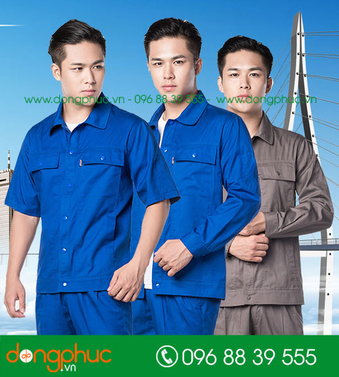 Mẫu áo đồng phục kỹ sư – công nhân màu xanh bích