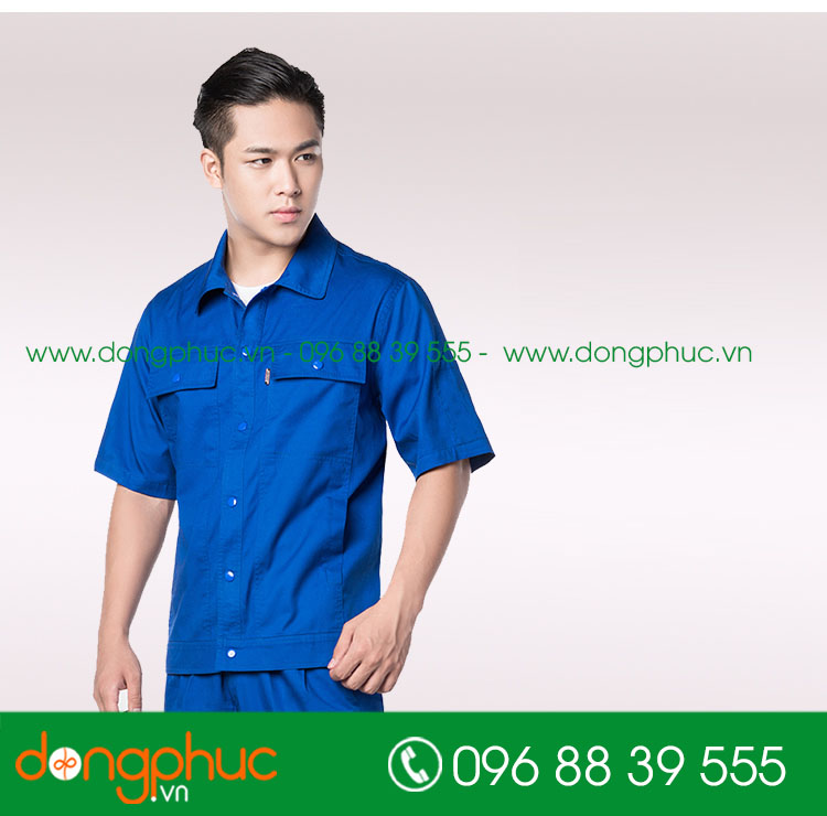 Mẫu áo đồng phục kỹ sư – công nhân màu xanh bích - mẫu 3