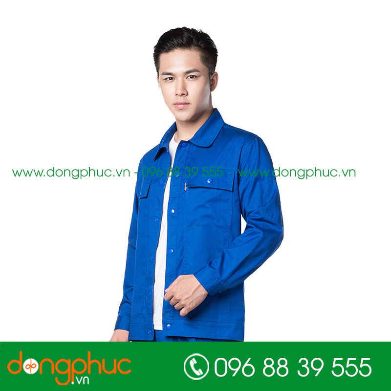 Mẫu áo đồng phục kỹ sư – công nhân màu xanh bích - mẫu 4