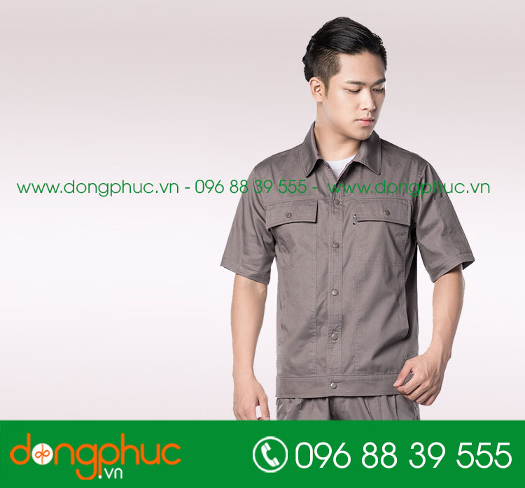 Mẫu áo đồng phục kỹ sư – công nhân màu xanh bích - mẫu 5