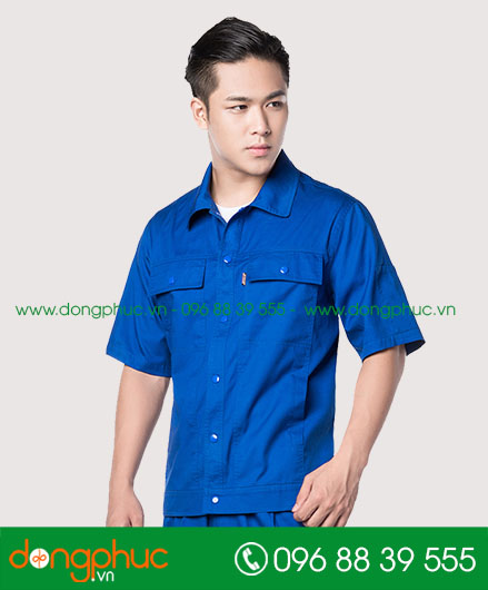 Mẫu áo đồng phục kỹ sư – công nhân màu xanh bích - mẫu 6