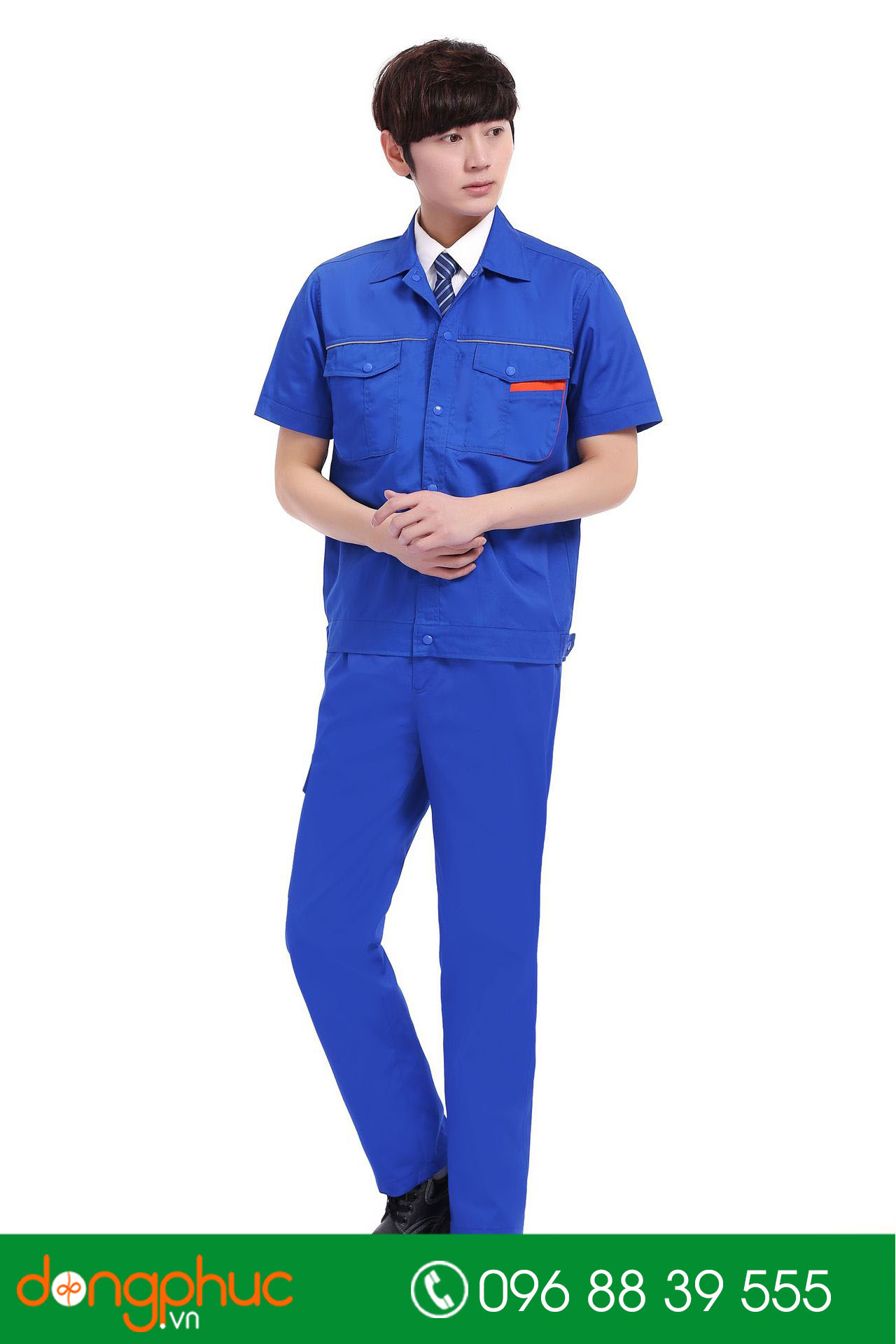 Mẫu áo đồng phục kỹ sư – công nhân màu xanh bích - mẫu 4
