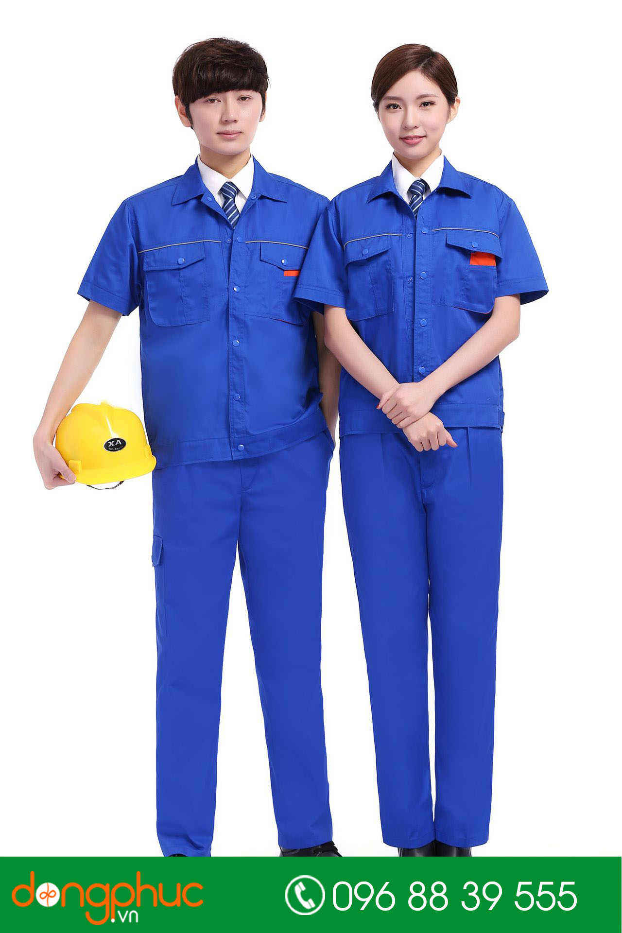 Mẫu áo đồng phục kỹ sư – công nhân màu xanh bích - mẫu 6