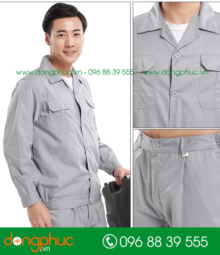 Mẫu áo đồng phục kỹ sư – công nhân màu xanh cộc tay