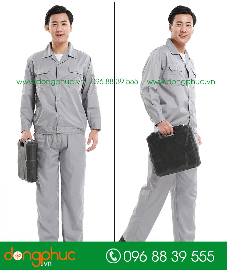 Mẫu áo đồng phục kỹ sư – công nhân màu xanh cộc tay - mẫu 2